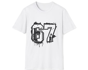 Dripping Grunge '67' Number T-Shirt | Retro Athletic Streetwear