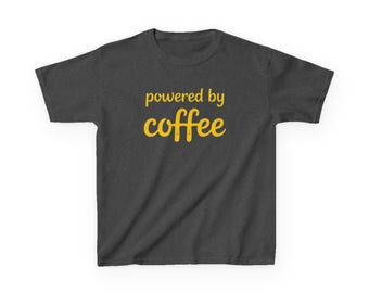 Powered by Coffee Kids Tee | Yellow Script