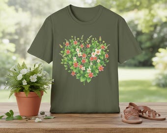 Floral Heart Bouquet T-Shirt | Heart-Shaped Flower Design