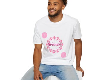 Womes pink floral mandala T-Shirt | retro script, circular badge