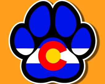 Colorado Flag Paw Print Laminated Vinyl Sticker Decal