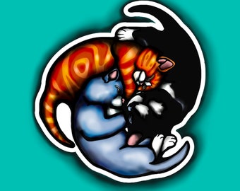 Kitten Purricane Laminado Vinilo Adhesivo Impermeable para Portátiles, Botellas de Agua, Paredes, Tabletas