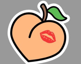 Peach with Lips Vinyl Sticker Decal for Laptops, Water Bottles, Walls, Tablets, Indoor use