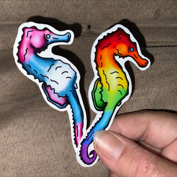 Rainbow Seahorse Removable Vinyl Sticker LGBTQ Pride Decal for Laptops, Water Bottles, Walls, Indoor use You Choose Color!
