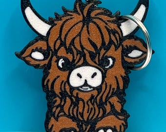 3D Printed Highland Cow Keychain