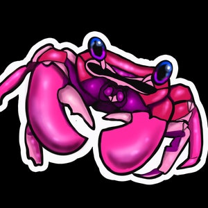 Pink and Red Crab Vinyl Sticker Decal for Laptops, Water Bottles, Walls, Tablets, Indoor use