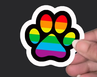 Rainbow Paw Print Vinyl Sticker Decal for Laptops, Water Bottles, Walls, Tablets, Indoor use