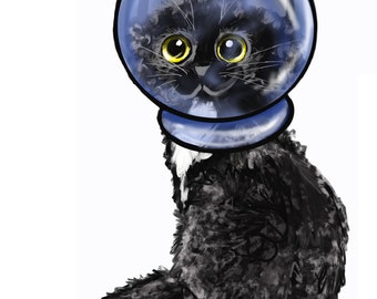 Space Cat Vinyl Sticker Decal for Laptops, Water Bottles, Walls, Tablets, Indoor use