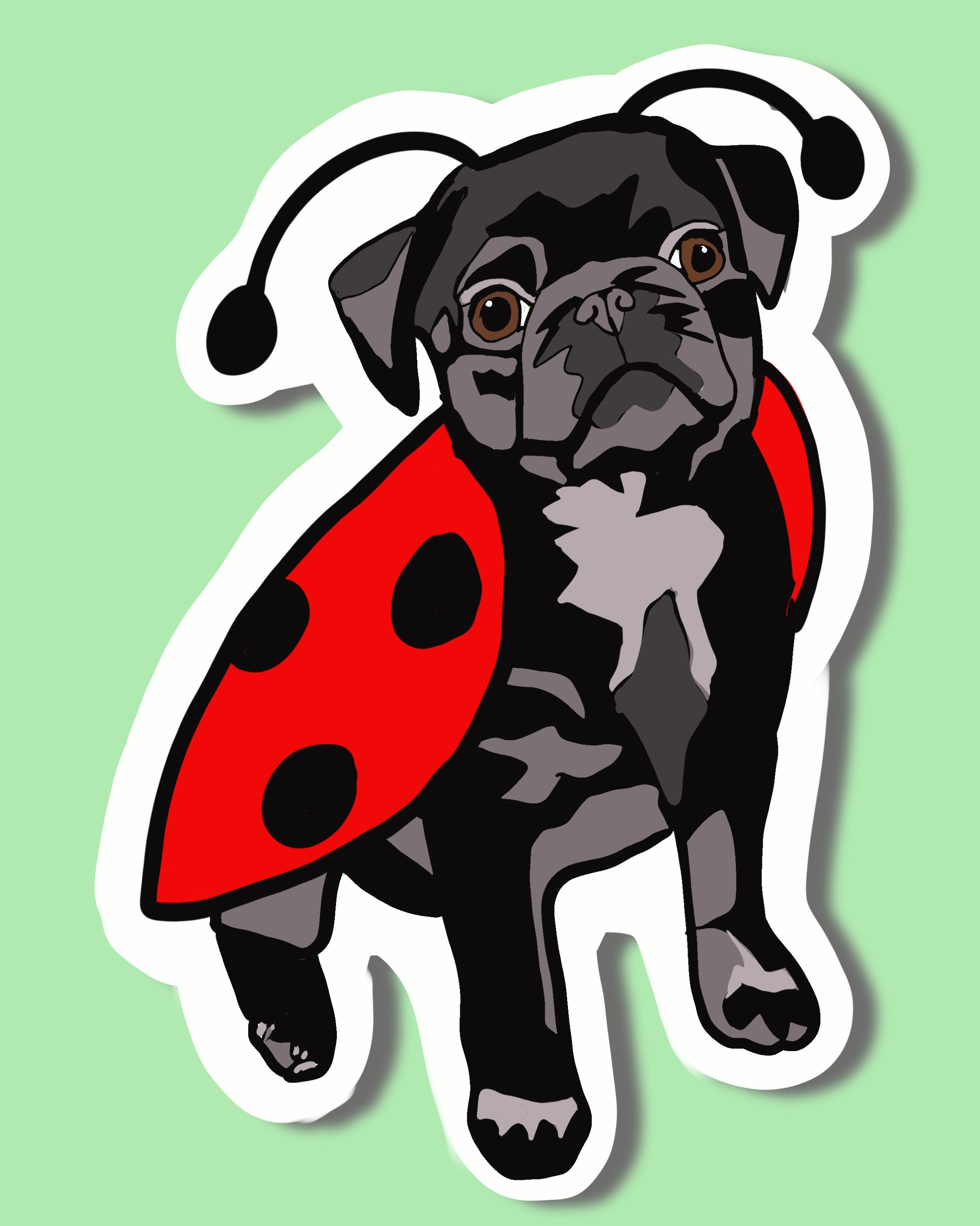 Pug Ladybug BLACK PUG in LADYBUG Costume