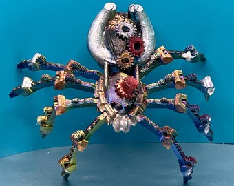 3D Printed Articulated Steampunk Spider Hand Painted Poseable Fidget Toy Cinderwing3D