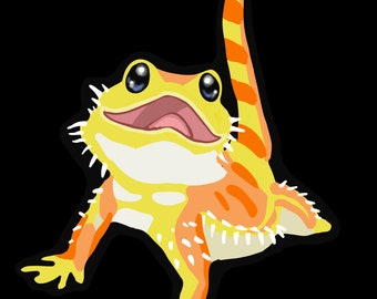 Yellow Orange Bearded Dragon Beardie Lizard Vinyl Sticker Decal for Laptops, Water Bottles, Walls, Tablets, Indoor use
