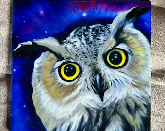 Night Owl 4x4 Ceramic Art Tile / Coaster