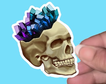 Skull with Crystals Removable Vinyl Sticker Decal for Laptops, Water Bottles, Walls, Tablets, Indoor use Halloween Dog