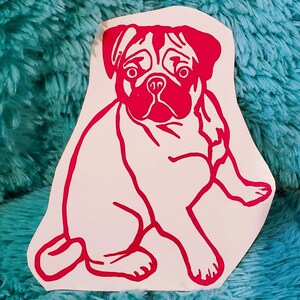 Sitting Pug Vinyl Waterproof Permanent Decal for Cars, Windows, and More! Choose Your Color!