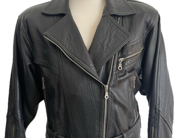 Vintage Leather biker jacketS/M. Black Terminator Perfecto style 27534