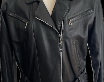 Vintage Leather biker jacket. Black Terminator Perfecto style 27533