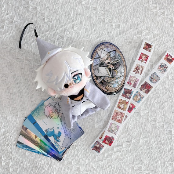 Witch Hat Atelier Qifrey Plush Gift Set | Fantasy Manga Anime Fan Art Badge Card