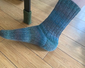 Hand Knit Wool Blend Socks: Custom Color & Size