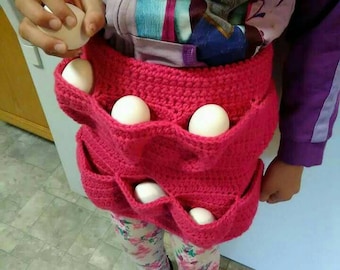 Hand Crocheted Egg Gathering Apron: Machine Washable
