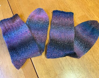Hand Knit Wool Blend Socks: Custom Color & Size