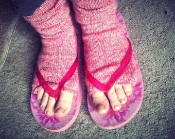Hand Knit Toeless Socks: Custom Yoga Pedicure Flip Flop Socks