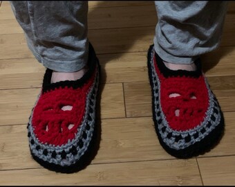 Hand Crocheted Skull Slippers: Unisex Made-to-Order