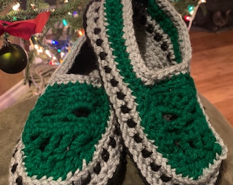 Hand Crocheted Skull Slippers: Unisex Made-to-Order