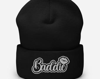 Embroidered Baddie Cuffed Beanie - Funny Winter Hat
