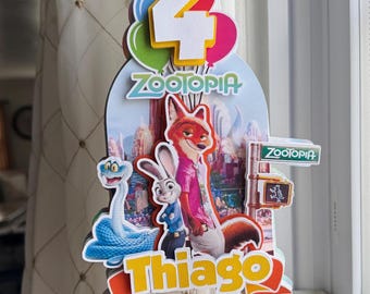 Zoo topia Birthday Cake Topper. For Boys and Girls. Zoo Animals