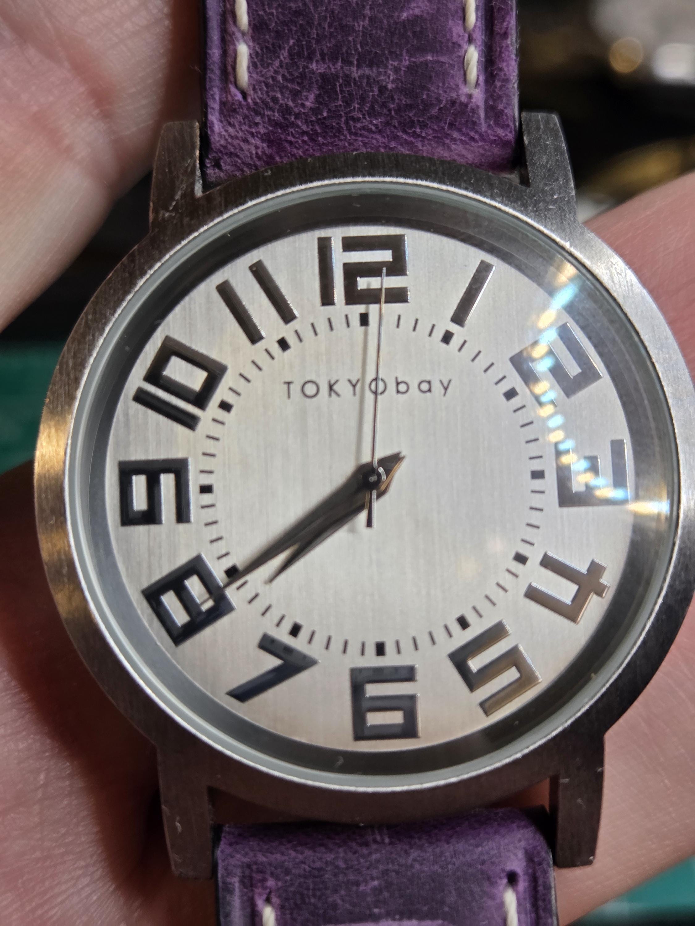 TOKYObay Womens Purple Striped Wrap Strap Silver Tone Quartz Watch New Battery Eva Red Leather Women main image 3