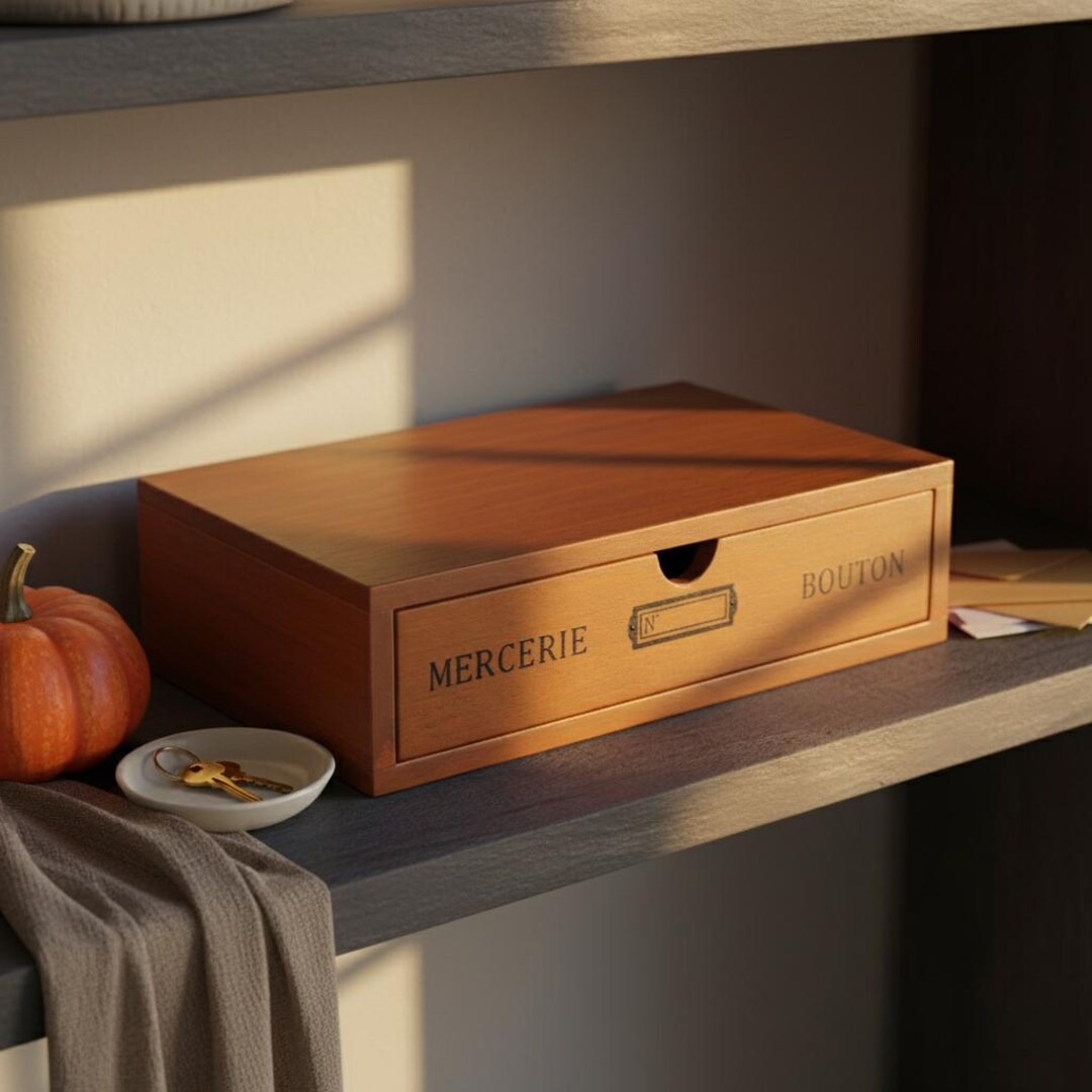 Rustic Pine Tabletop Storage Box Wooden Desk Drawer Organizer - Etsy