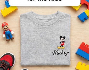 Camiseta bordada personalizada para niños inspirada en Mickey Mouse
