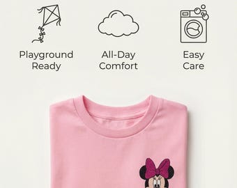 Camiseta infantil bordada inspirada en Minnie Mouse