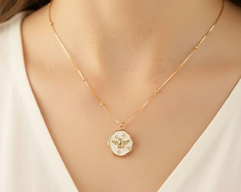 Personalized Angel Locket Necklace, Photo Engraved Vintage Jewelry