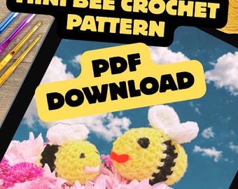 Mini Bee Crochet Pattern, Amigurumi Bee Tutorial PDF, Cute Crochet Toy Pattern, Easy Beginner Project, Instant Download
