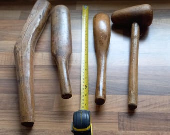 Antique lead shaping tools for plumbers hand made wooden tools