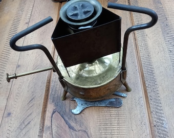 vintage Primus camping stove and accessories in tin box