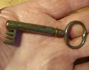 Antique wrought iron key blacksmith made depicting the letter E
