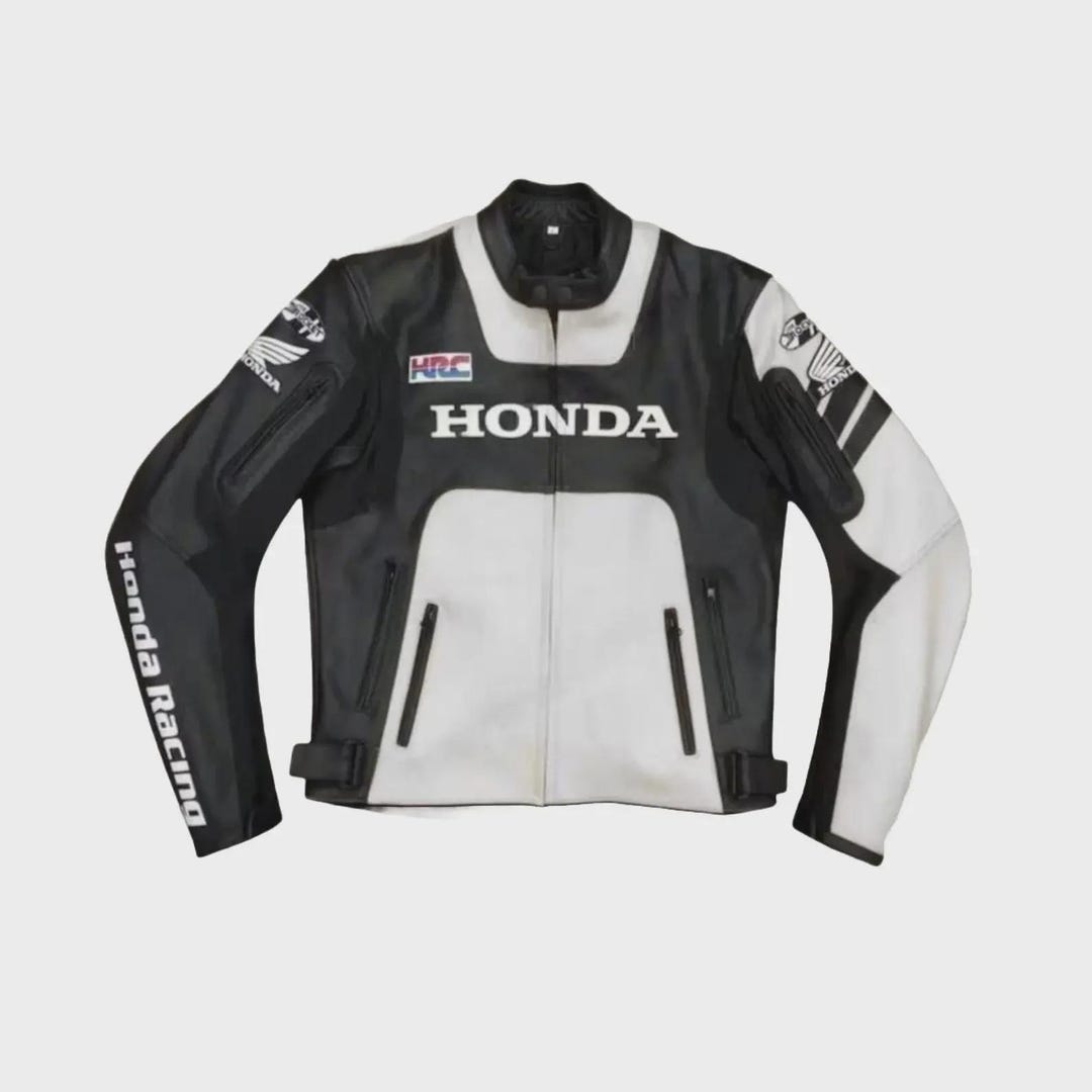 Handmade Honda HRC Leather Jacket | Cowhide Cafe Racer - Etsy