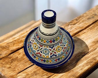 Handmade Fes Clay Serving Tagine – Colorful Moroccan Ceramic Dish for Table Presentation