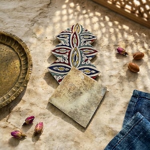 Handmade Gray Moroccan Zellige Tiles – 10x10cm Ceramic Tiles from Fez – Hand-Painted Mosaic Wall & Kitchen Backsplash