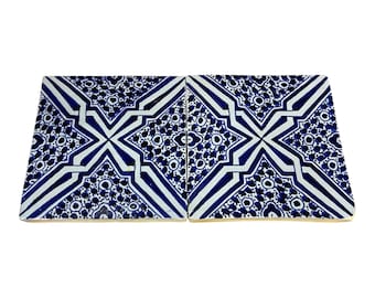 Marokkanische blau-weiße Fliesen 15x15 cm – Handgefertigte Zellige-Keramikfliesen aus Fes für Wand und Spritzschutz
