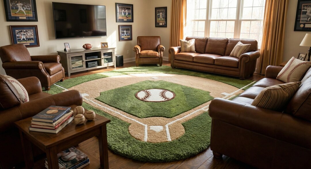 Hand Tufted Baseball Field Rug | Kids Room Sports Carpet, Playroom ...