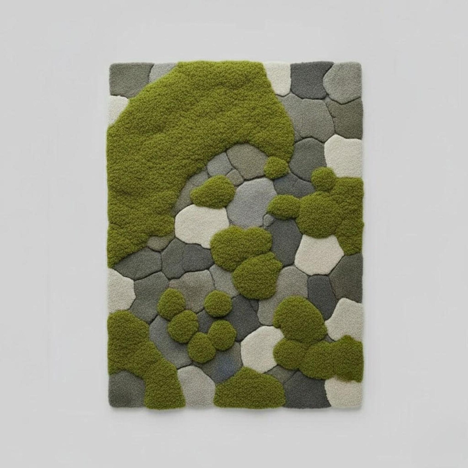 Stone Path Rug Moss Rug, Sculpted Organic Stone Path Luxury Green Area Carpet Hand ...
