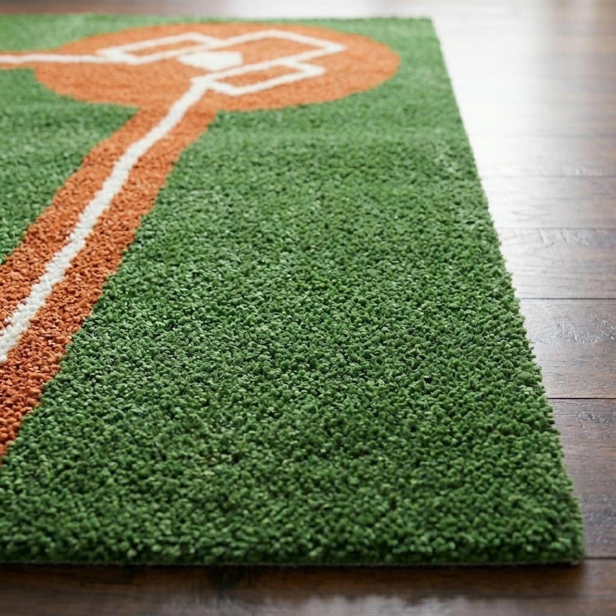 Baseball Rug Drawing Hand Tufted Baseball Field Rug – Sports Theme Kids Playroom Decor - Etsy