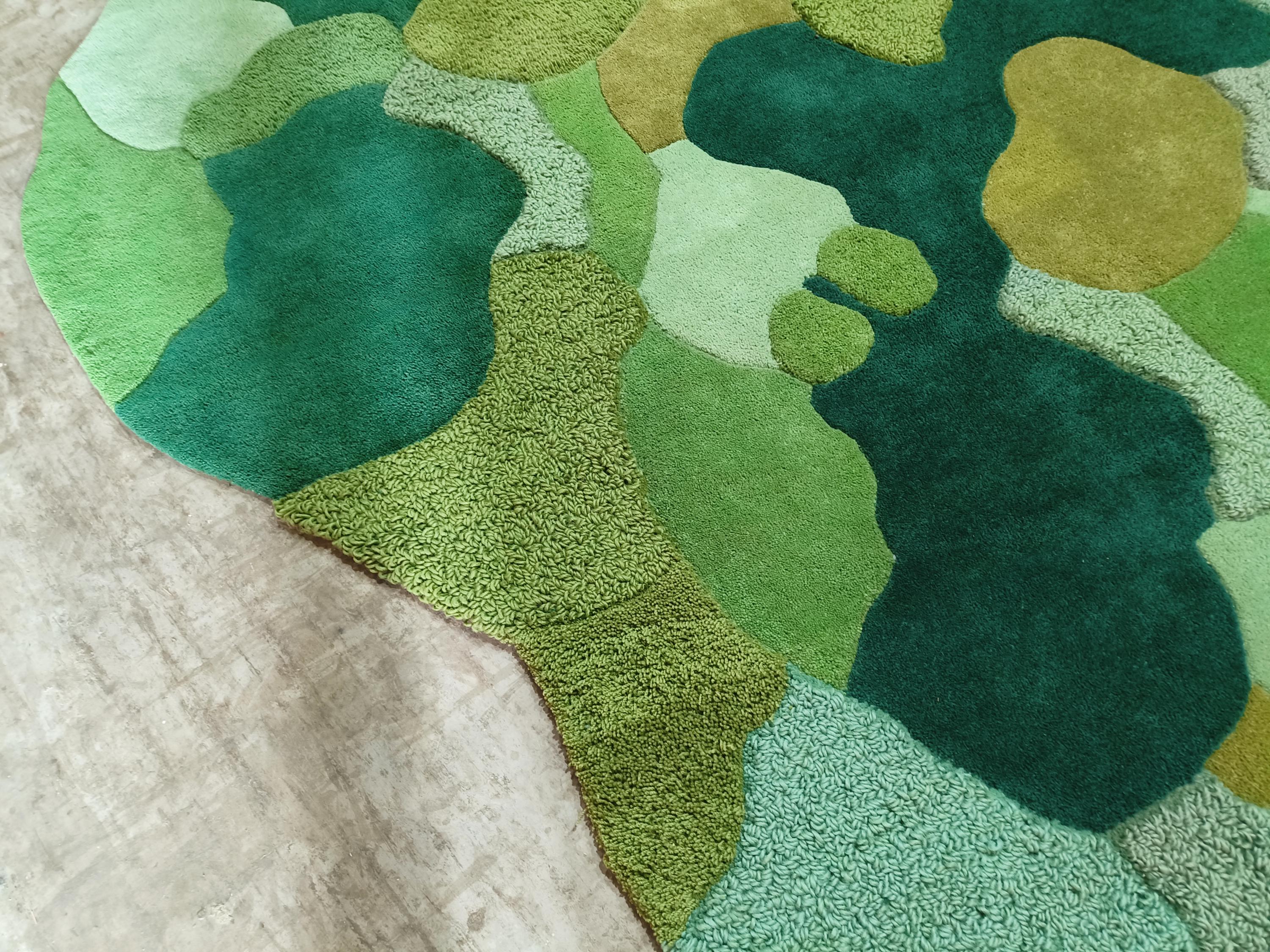 3D Moss Rug – Hand Tufted Wool Forest Green Area Rug, Biophilic ...