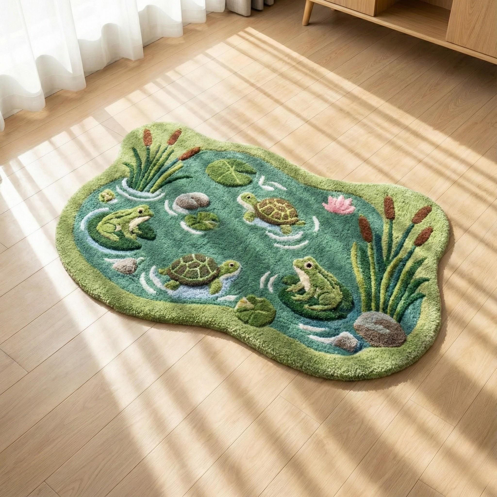 Frog Pond Rug, 3D Plush Playroom Carpet, Nature Lily Pad Floor Rug - Etsy