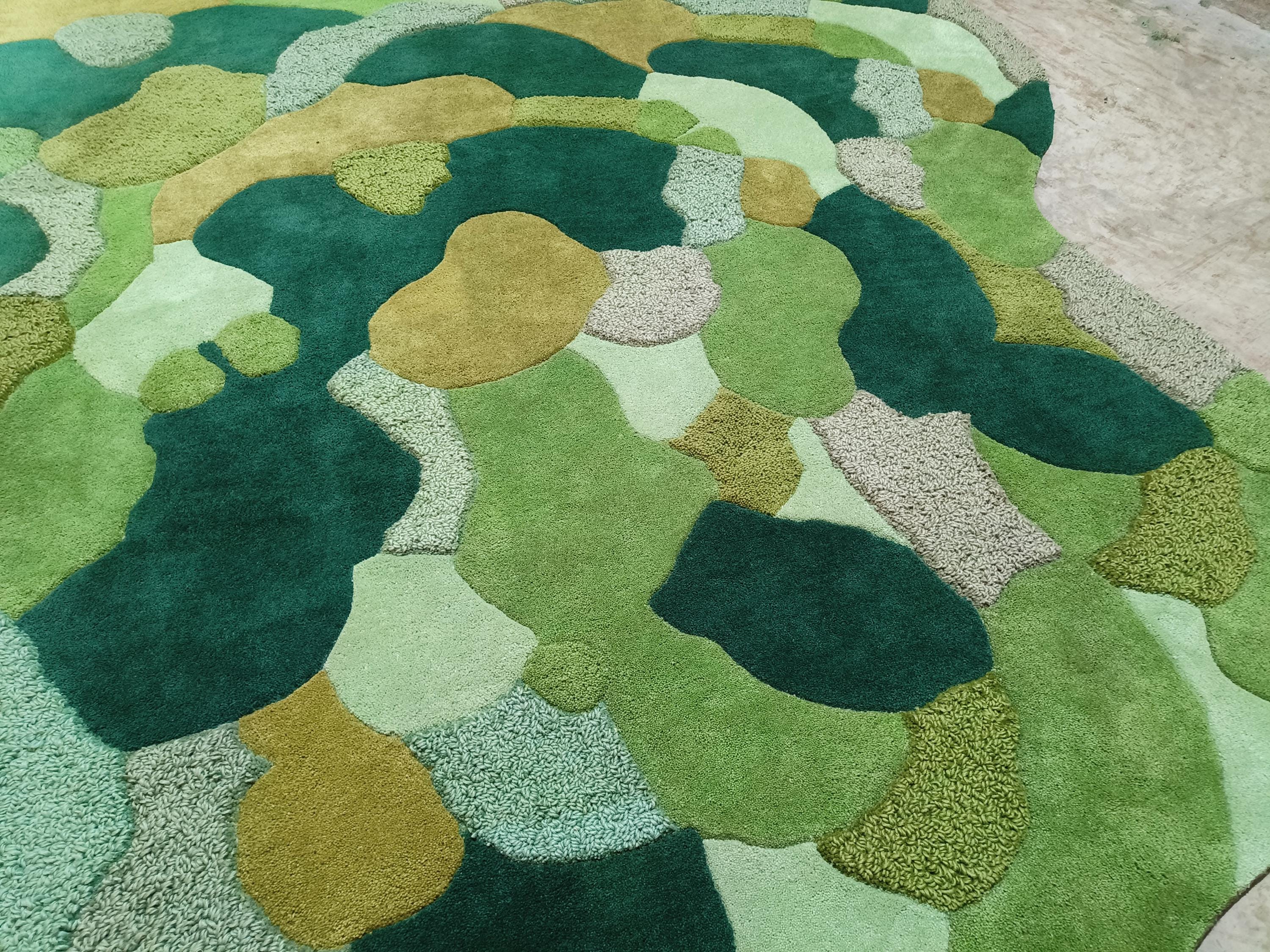 3D Moss Rug – Hand Tufted Wool Forest Green Area Rug, Biophilic ...