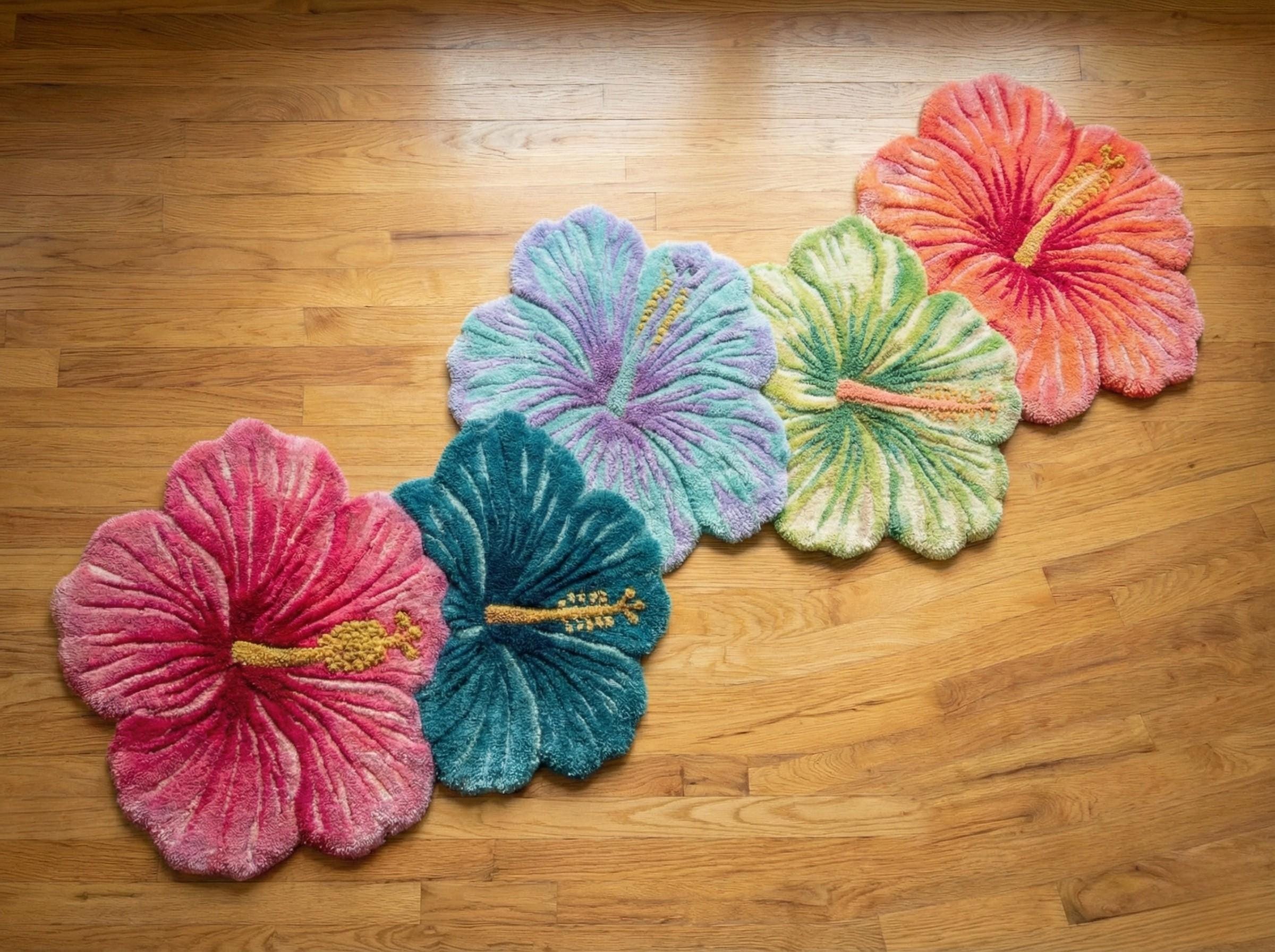 Hibiscus Rug Hand-tufted Hibiscus Rug Runner – 3D Floral, Tropical Decor - Etsy UK