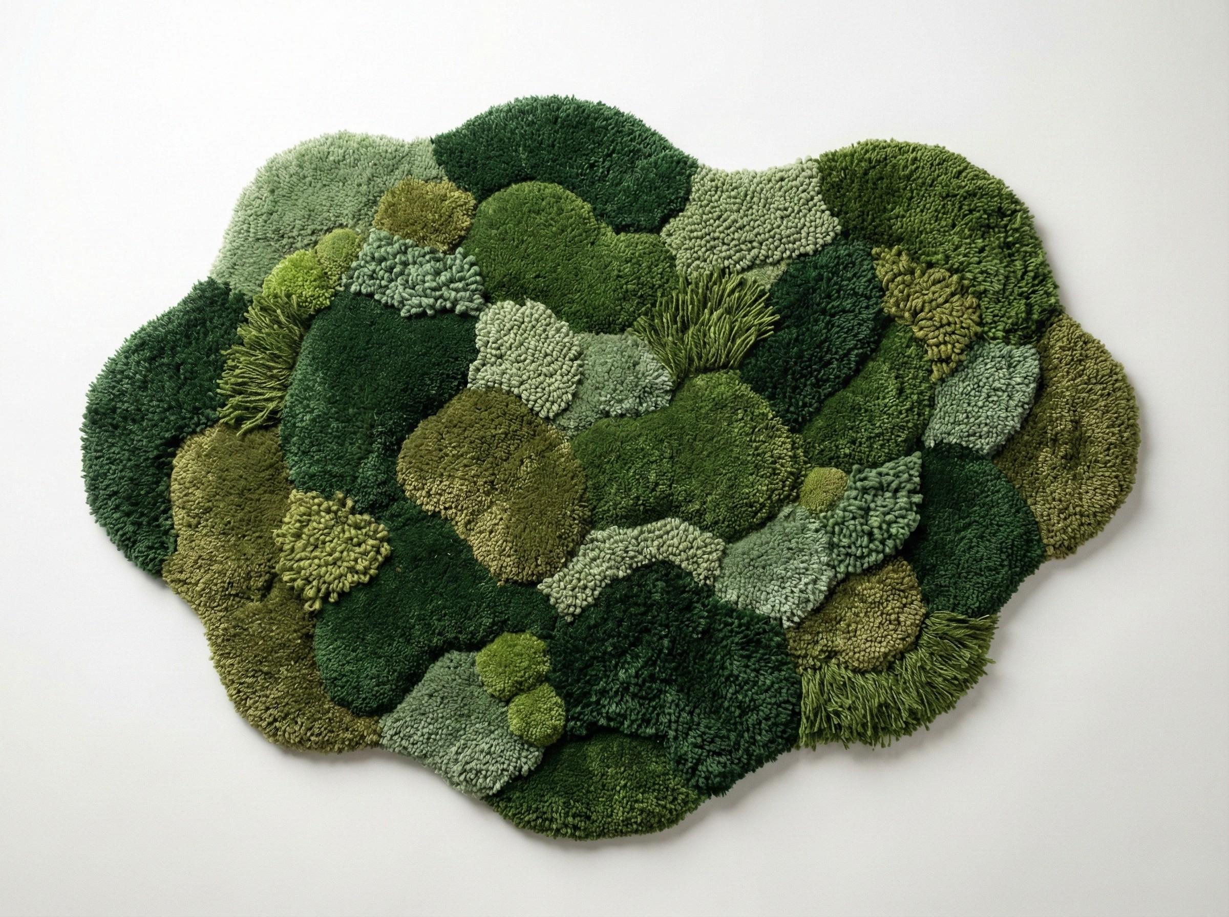 3D Moss Rug – Hand Tufted Wool Forest Green Area Rug, Biophilic ...